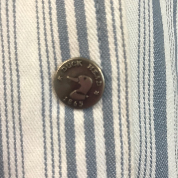 Blue White Striped Duck Head Cotton Spandex Blazer Jacket Large - Picture 4 of 8